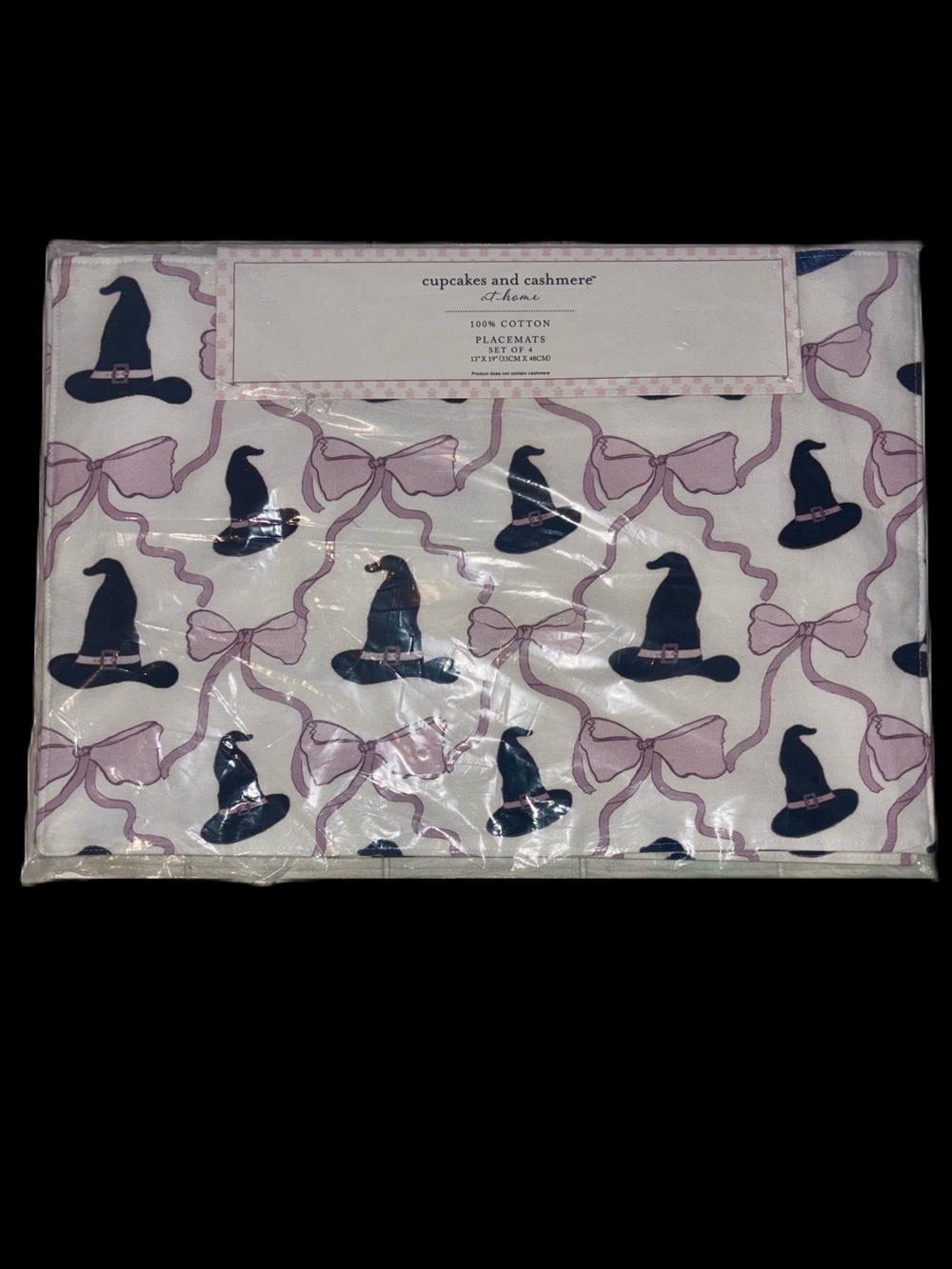 cupcakes & cashmere Witch Hats & Bows Cotton Placemats - Set of 4